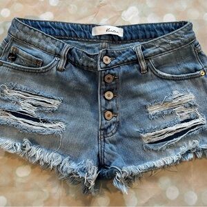KanCan Distressed Light Blue Jean Shorts